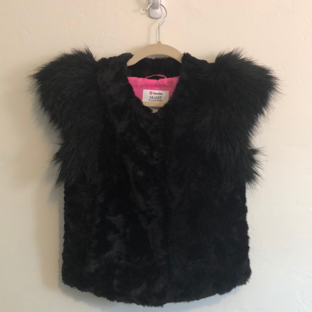 Designer Black Faux Fur Vest - Size XS